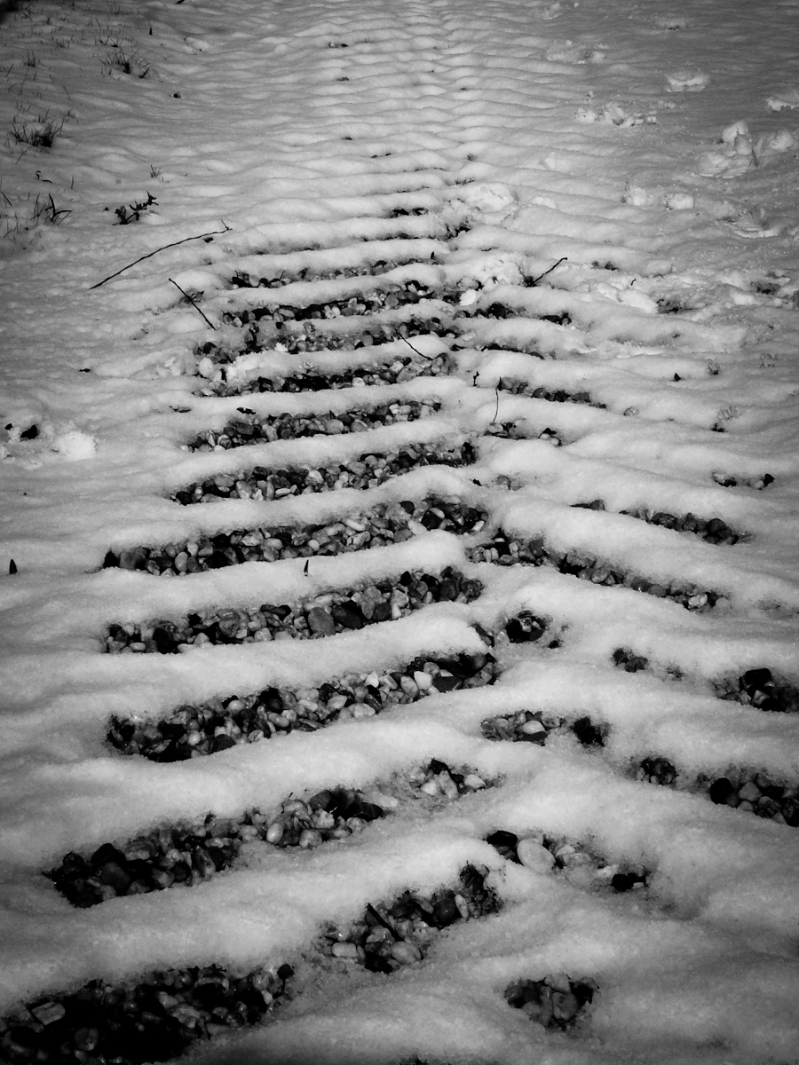 Sporen in de sneeuw